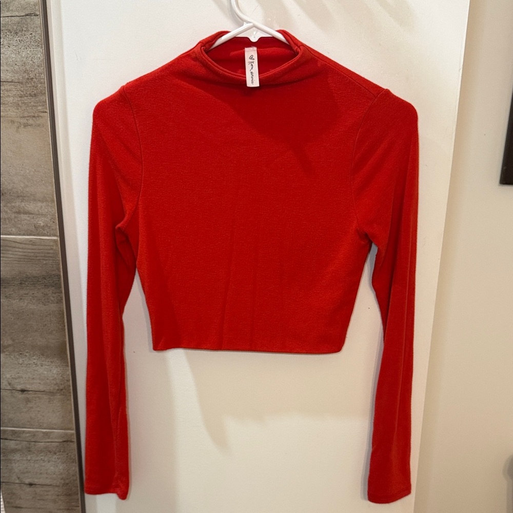 Vibrant Red Long Sleeve Crop Top